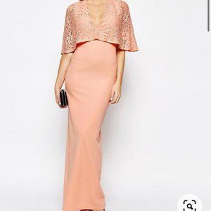 maxi kimono dress with lace overlay